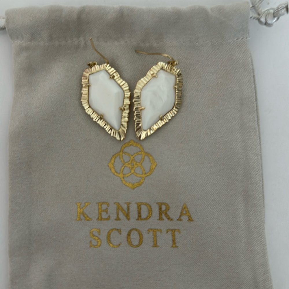 Kendra Scott gold and White Drop Earrings